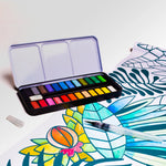 OMY Watercolor Kit — palette of 24 watercolour shades with water-tank brush - AQUARELLE_AMBAINCE