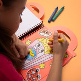 OMY Super Coloring Yummy — food-truck-shaped coloring book with food motifs