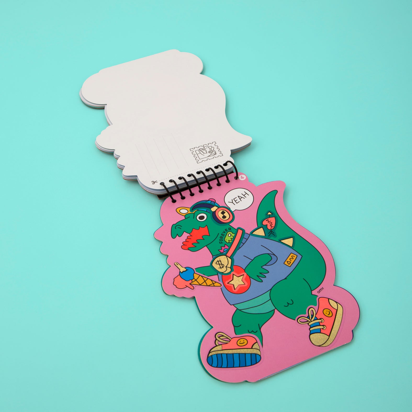 OMY Dinos Sticker Activity Book — dinosaur activity notebook - CAR11_DINO_OUVERT