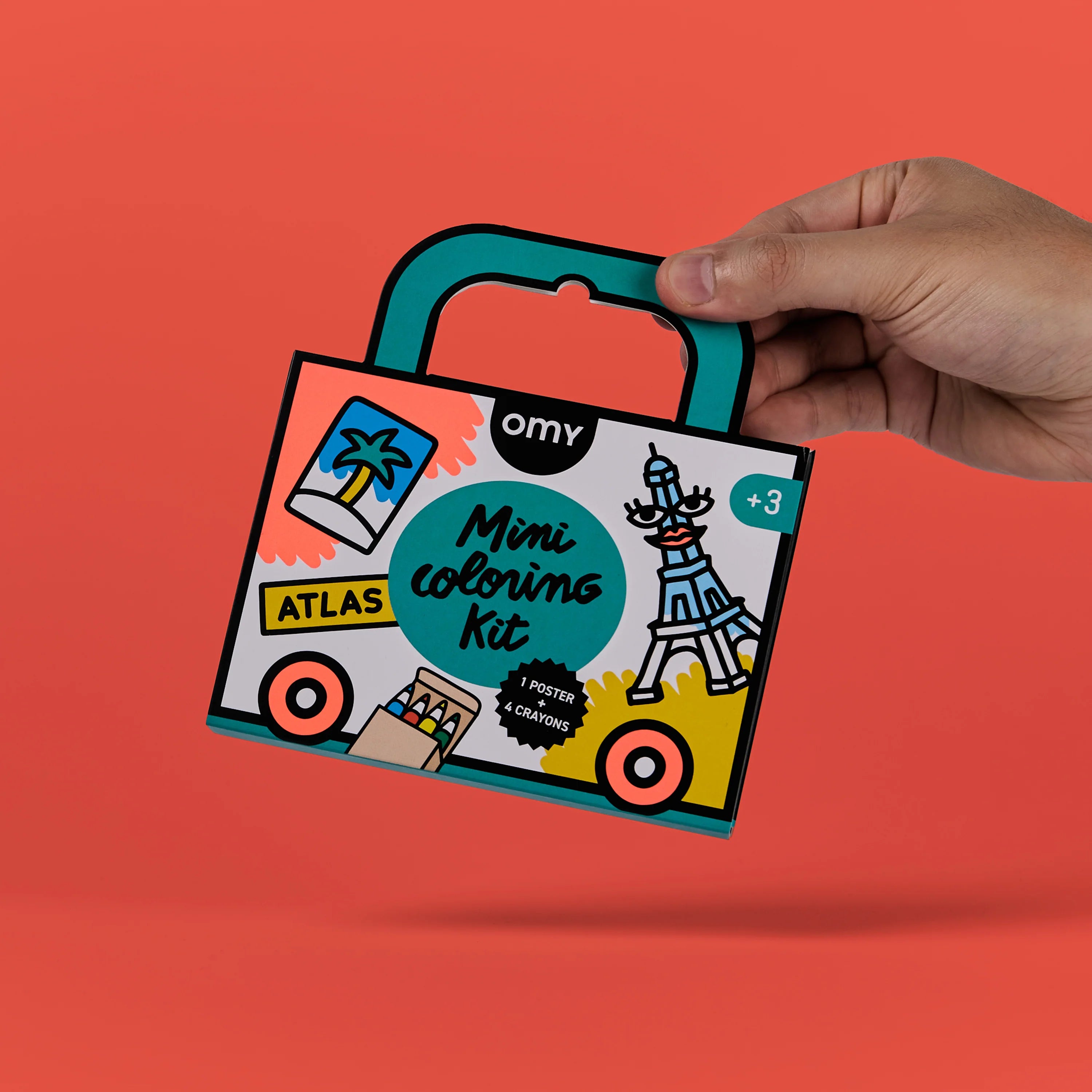 OMY Mini-Atlas — close-up of continents and landmarks