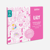 OMY Lily — child colouring on the poster spread out on the floor