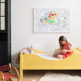 OMY Magic — giant 70 × 100 cm coloring poster with castle, dragons and princesses