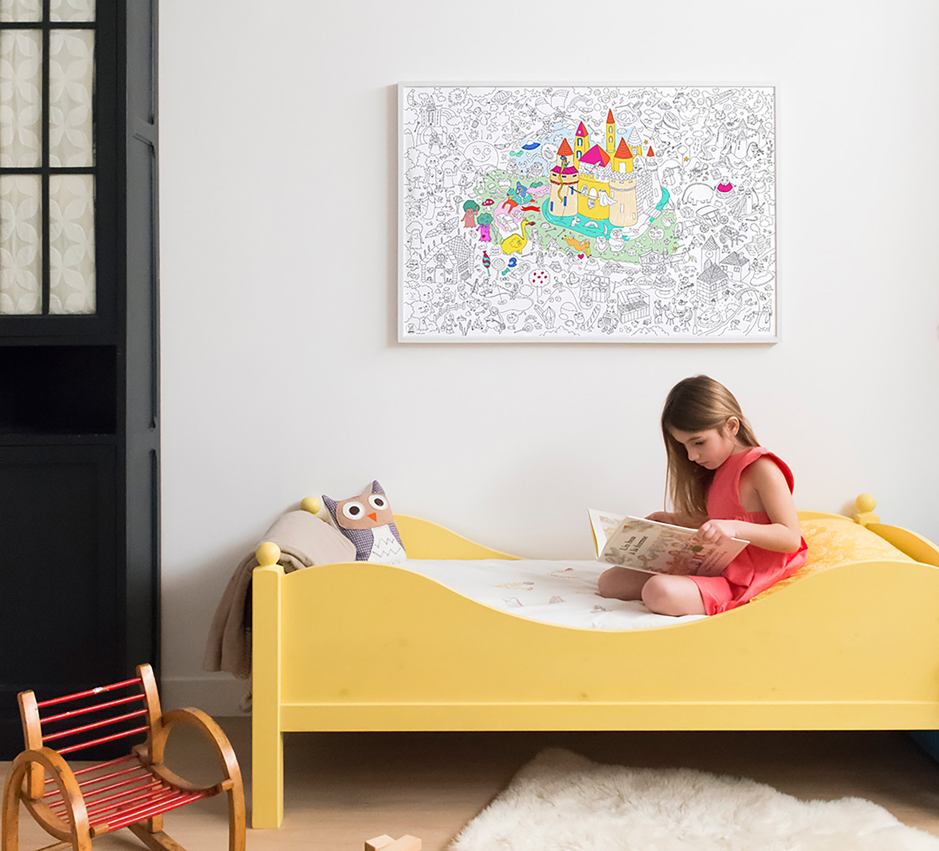 OMY Magic — giant 70 × 100 cm coloring poster with castle, dragons and princesses
