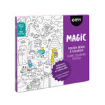 OMY Magic — child colouring on the poster spread out on the floor