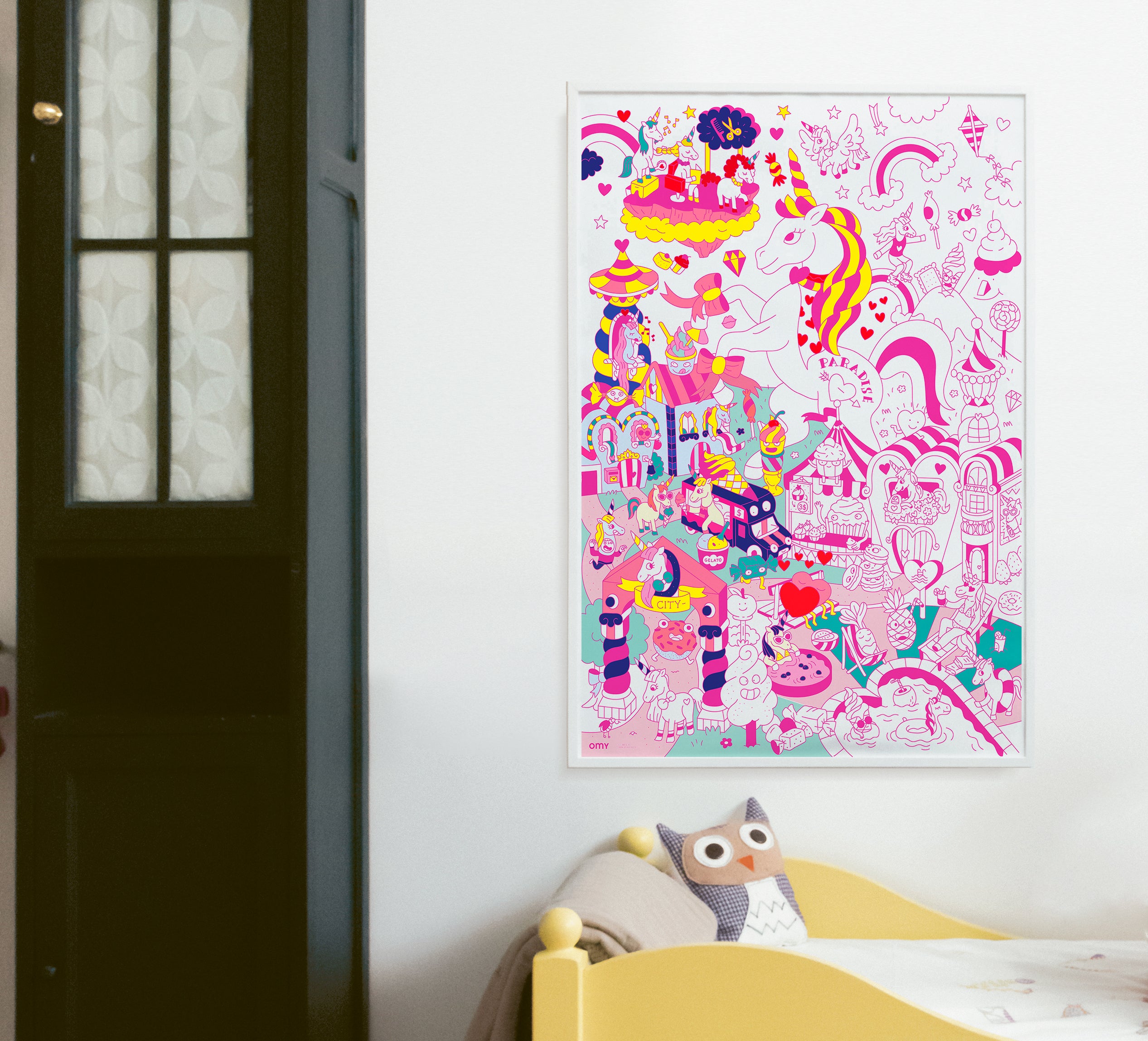 OMY Lily — giant 70 × 100 cm coloring poster with a unicorn - POS55-POSTER-LILY-AMBIANCE1