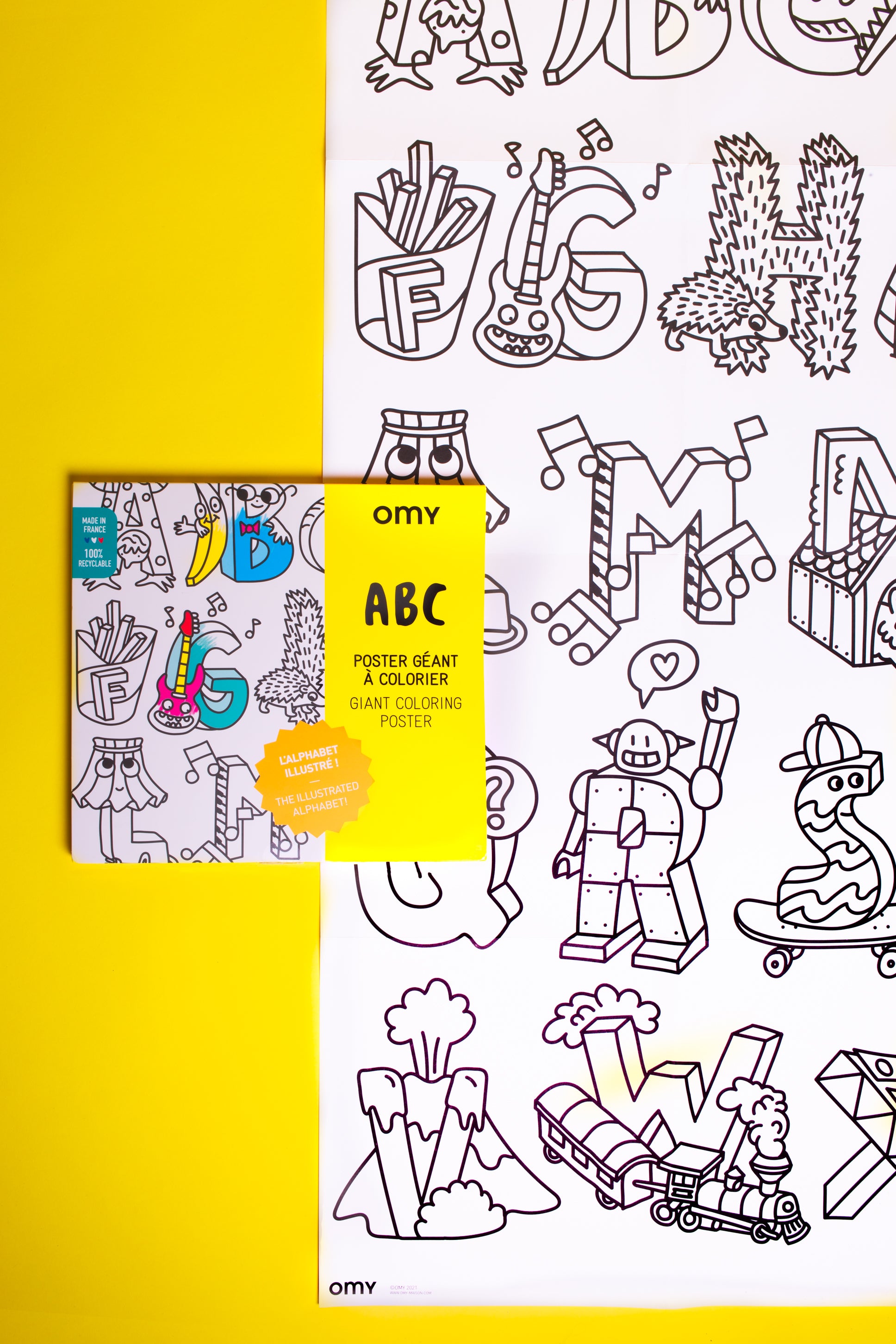 OMY ABC — finished poster framed on a child's bedroom wall