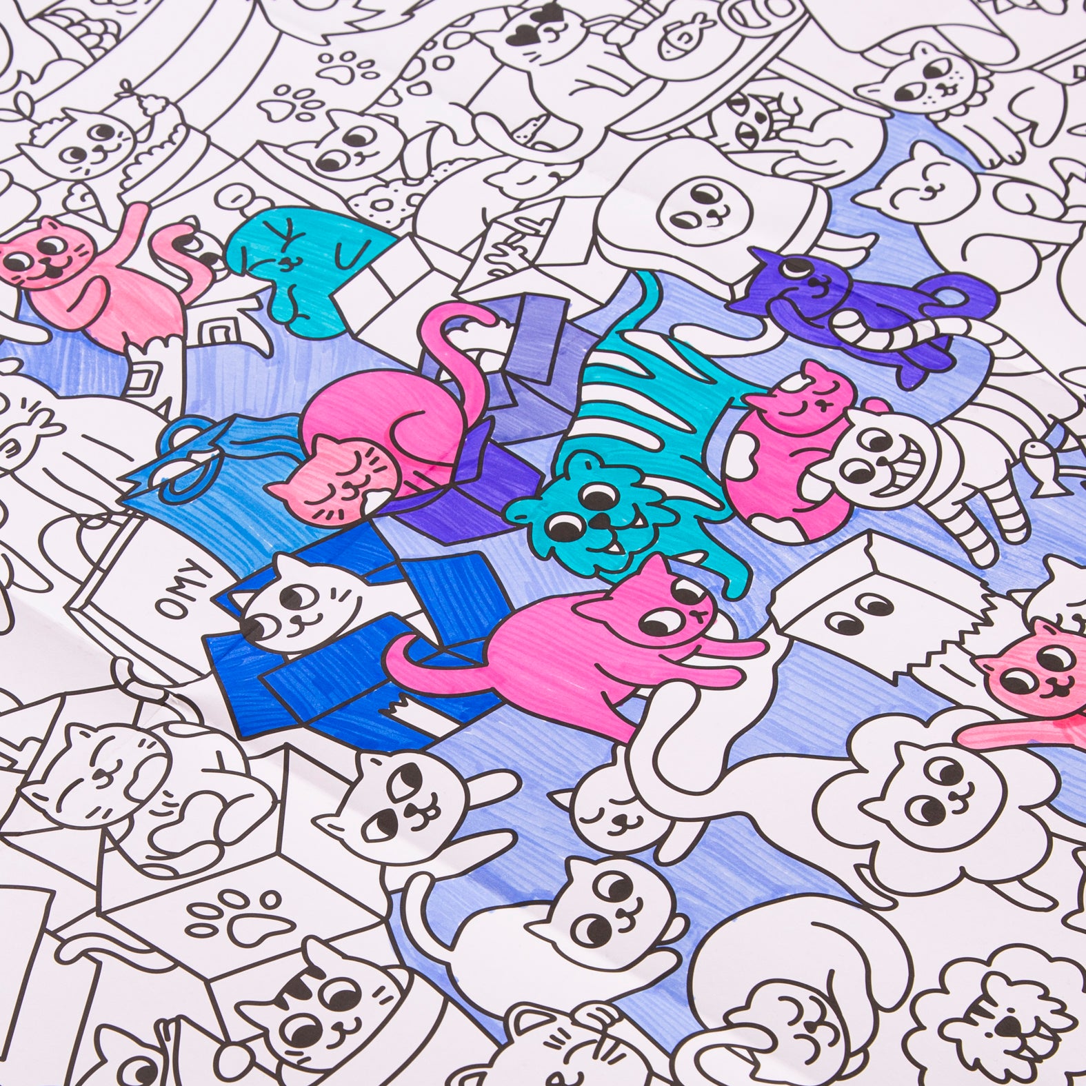 OMY Kitty — giant 70 × 100 cm Meowland coloring poster with cats - POS95_POSTER_KITTY_ZOOM