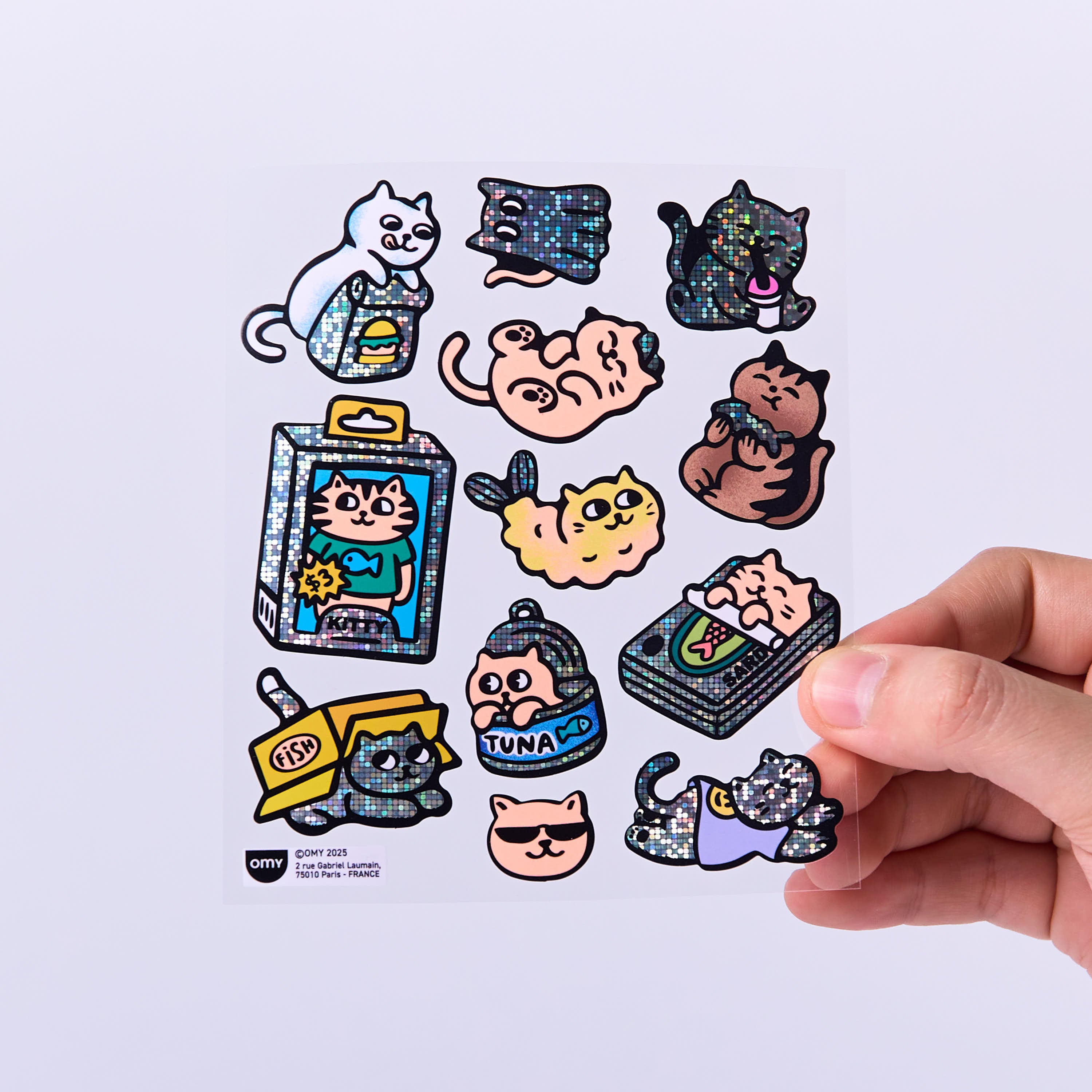 OMY Big Kitty - detailed view of individual cat sticker designs