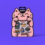 OMY Big Kitty - sheet of fluorescent vinyl stickers with kawaii kittens