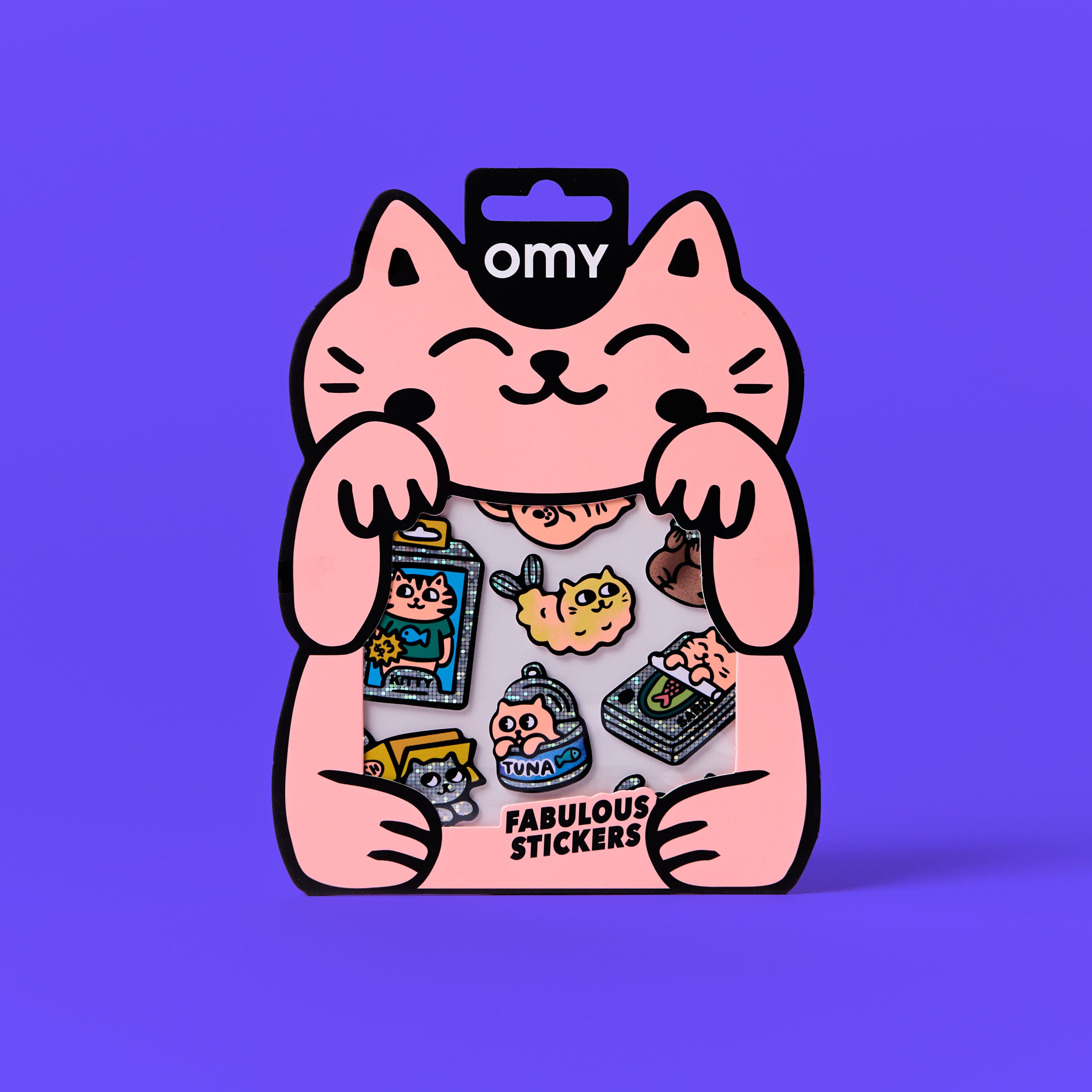 OMY Big Kitty - sheet of fluorescent vinyl stickers with kawaii kittens