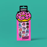 OMY Iconic Donuts — sheet of fluorescent vinyl stickers with sweet treats - STICKER_ICONIC_DONUTS_FACE_FC