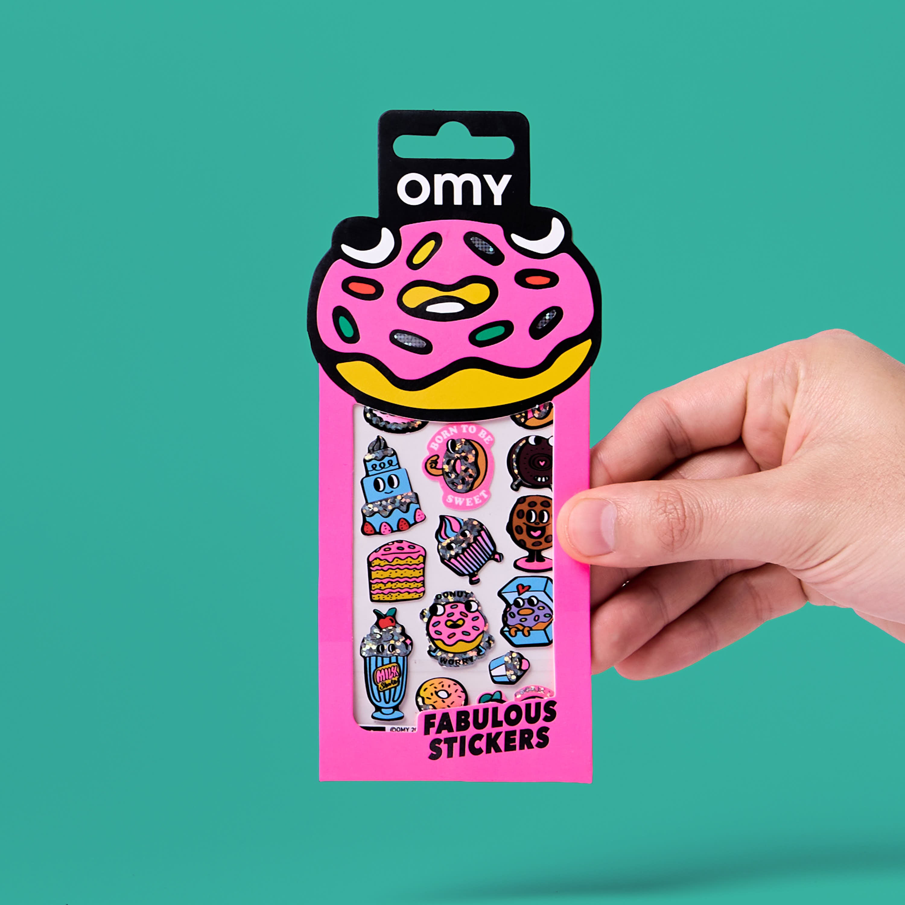 OMY Iconic Donuts — sheet of fluorescent vinyl stickers with sweet treats - STICKER_ICONIC_DONUTS_MAIN_FC