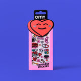 OMY Iconic Love — sheet of fluorescent vinyl stickers with hearts - STICKER_ICONIC_LOVE_FACE_FC