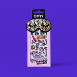 OMY Iconic Make Up — sheet of fluorescent vinyl stickers with playful motifs - STICKER_ICONIC_MAKE-UP_FACE_FC