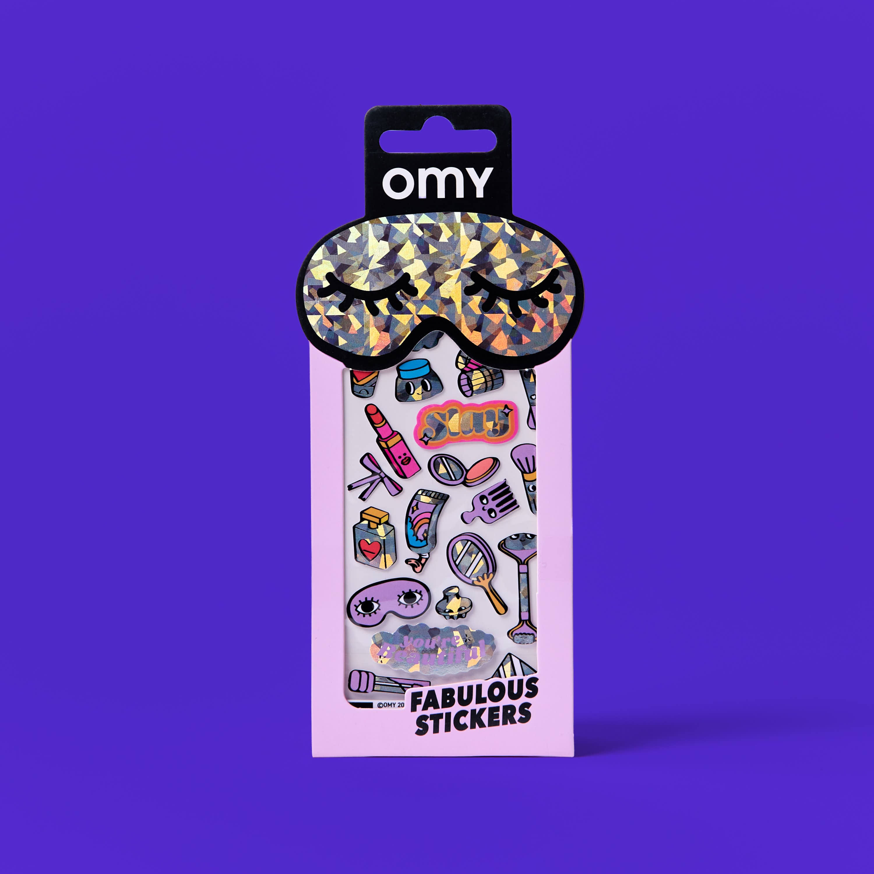 OMY Iconic Make Up — sheet of fluorescent vinyl stickers with playful motifs - STICKER_ICONIC_MAKE-UP_FACE_FC