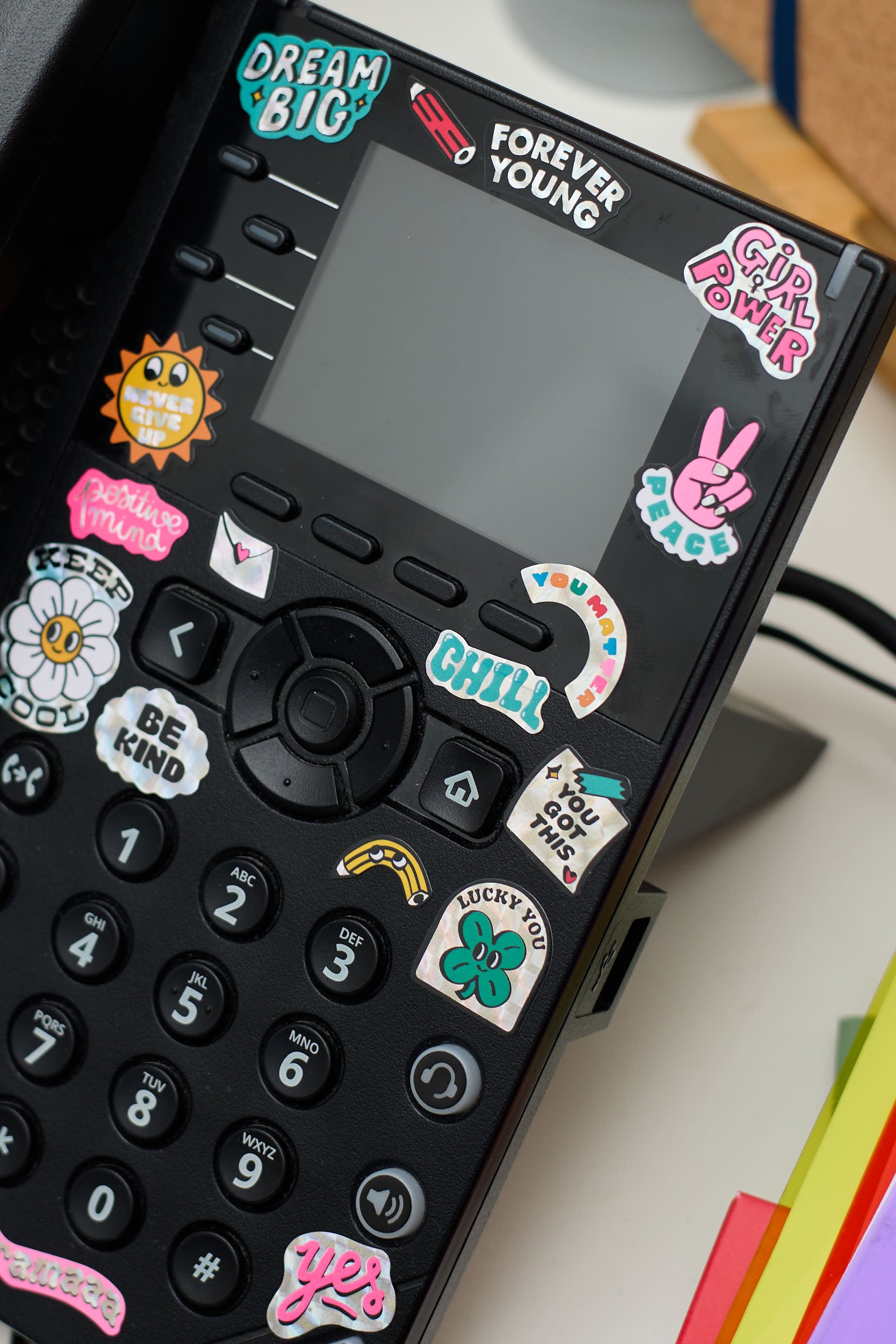 OMY Iconic Messages — sheet of fluorescent vinyl stickers with positive words