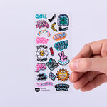 OMY Iconic Messages — stickers applied on a journal and notebook