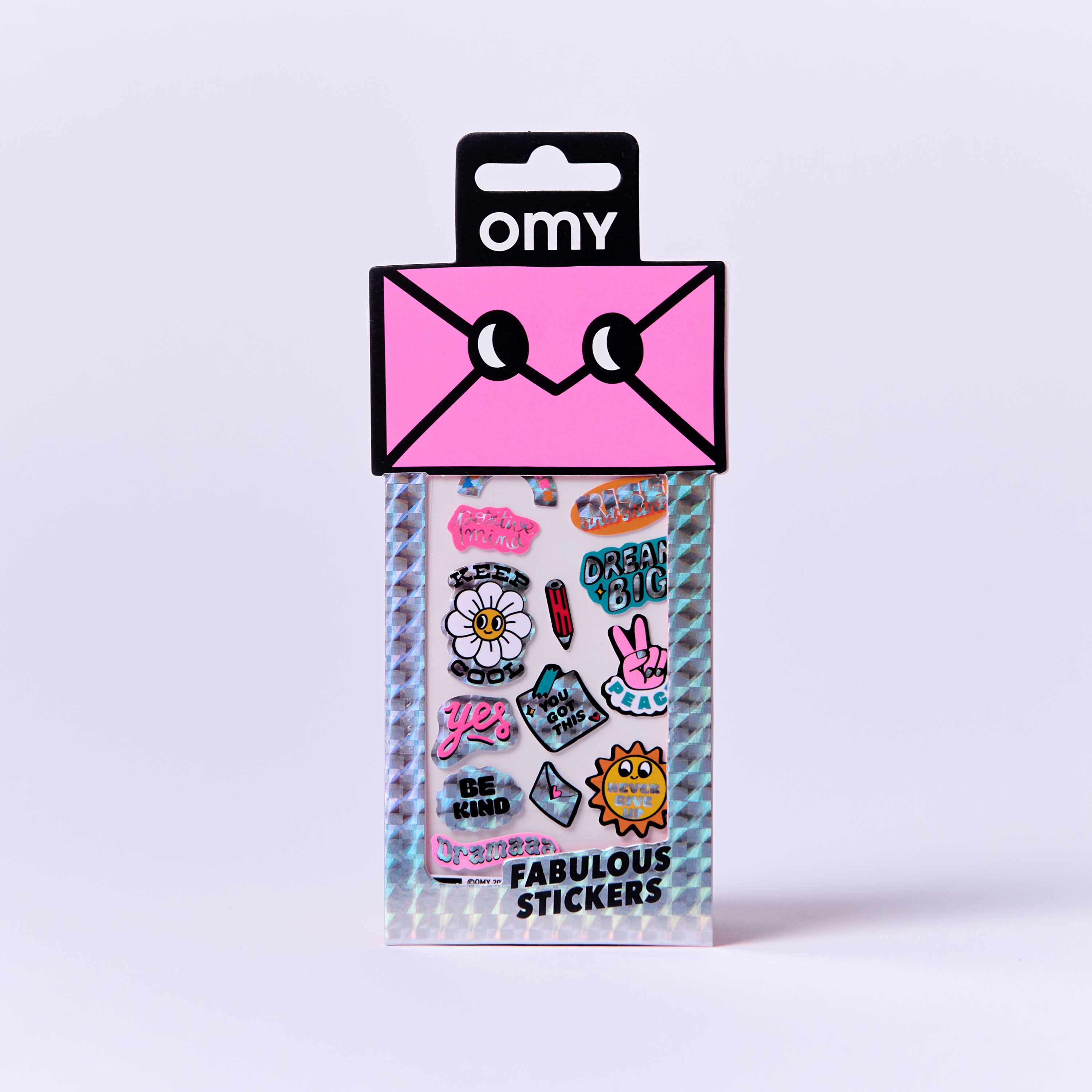 OMY Iconic Messages — sheet of fluorescent vinyl stickers with positive words - STICKER_ICONIC_MESSAGES_FACE_FB