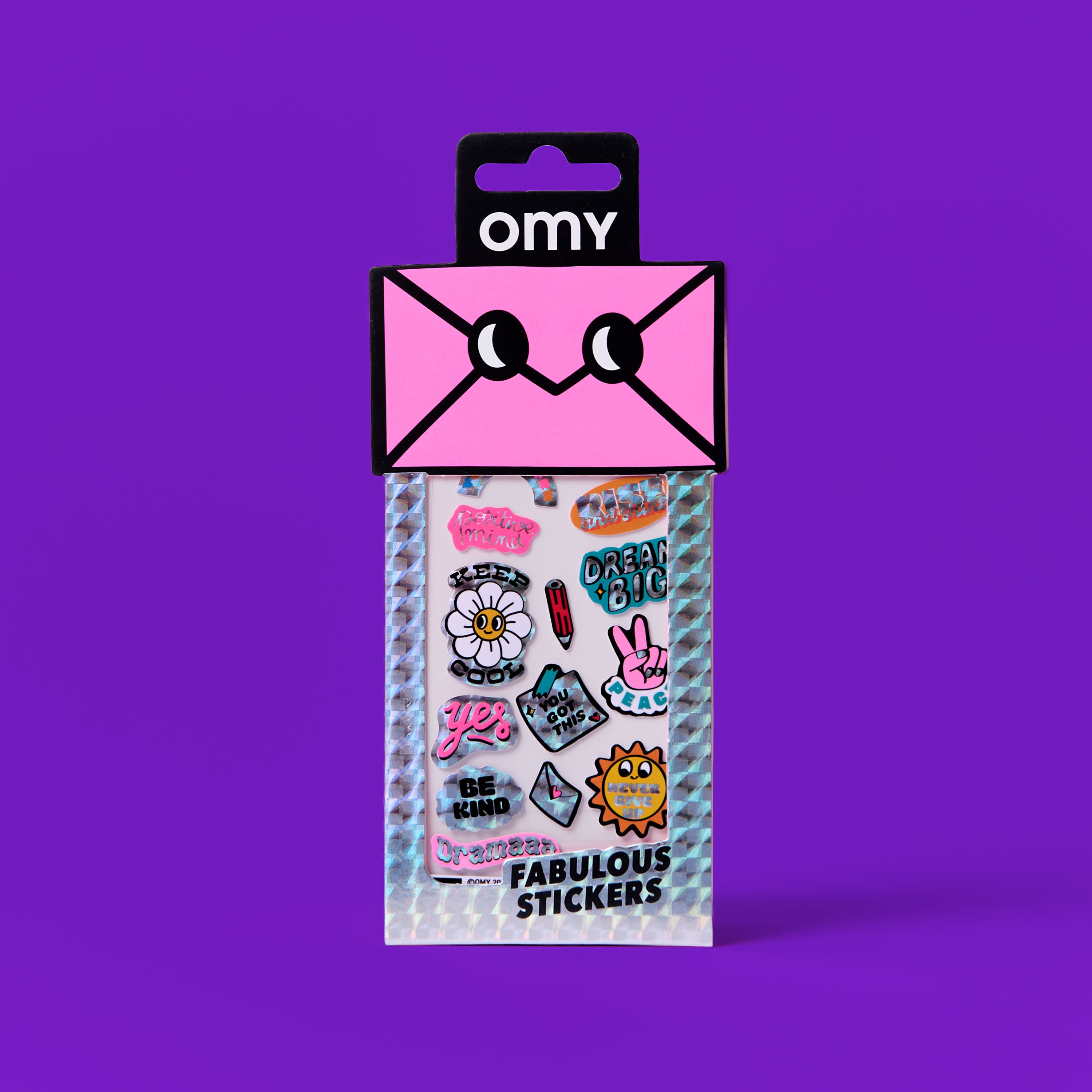 OMY Iconic Messages — sheet of fluorescent vinyl stickers with positive words - STICKER_ICONIC_MESSAGES_FACE_FC