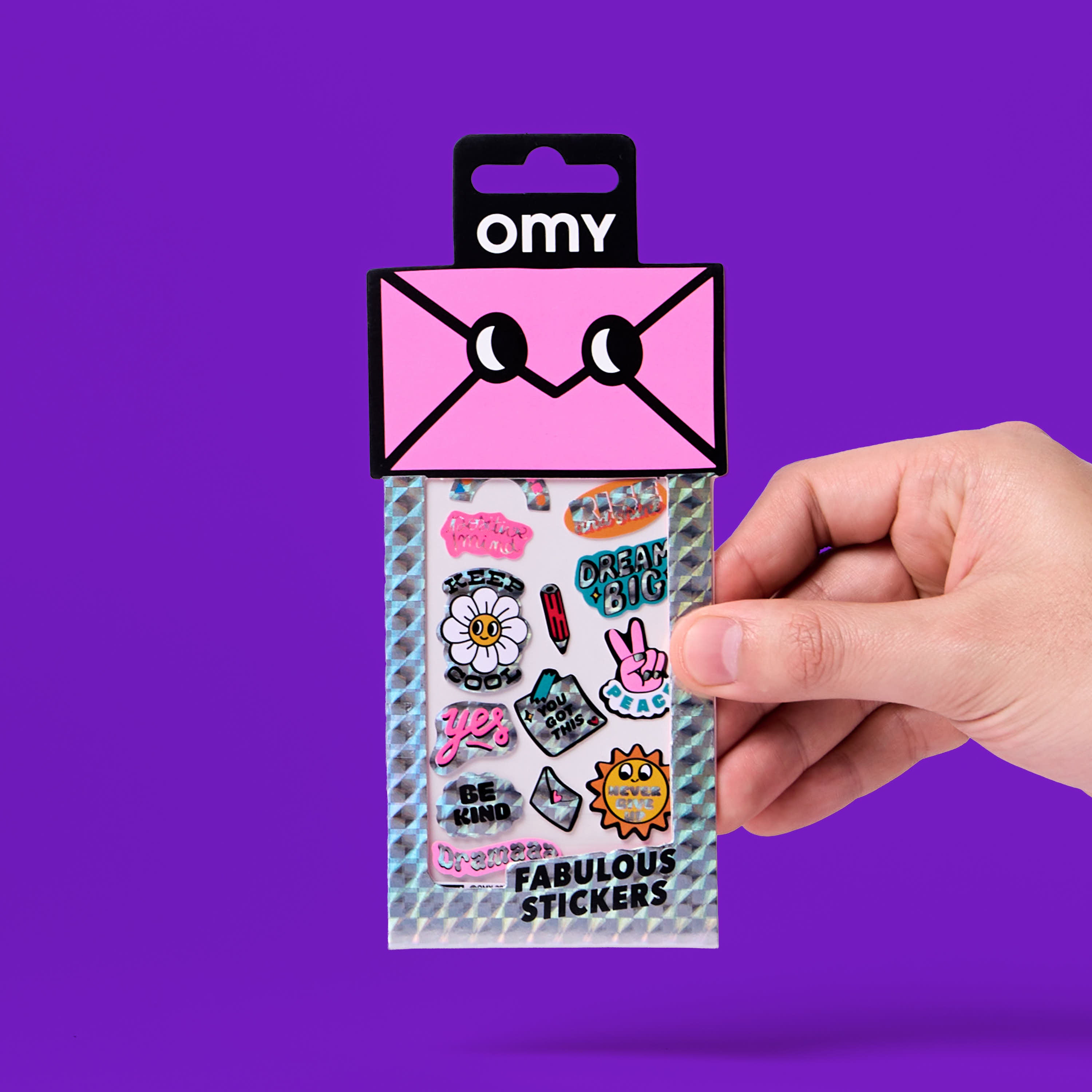 OMY Iconic Messages — sheet of fluorescent vinyl stickers with positive words - STICKER_ICONIC_MESSAGES_MAIN_FC