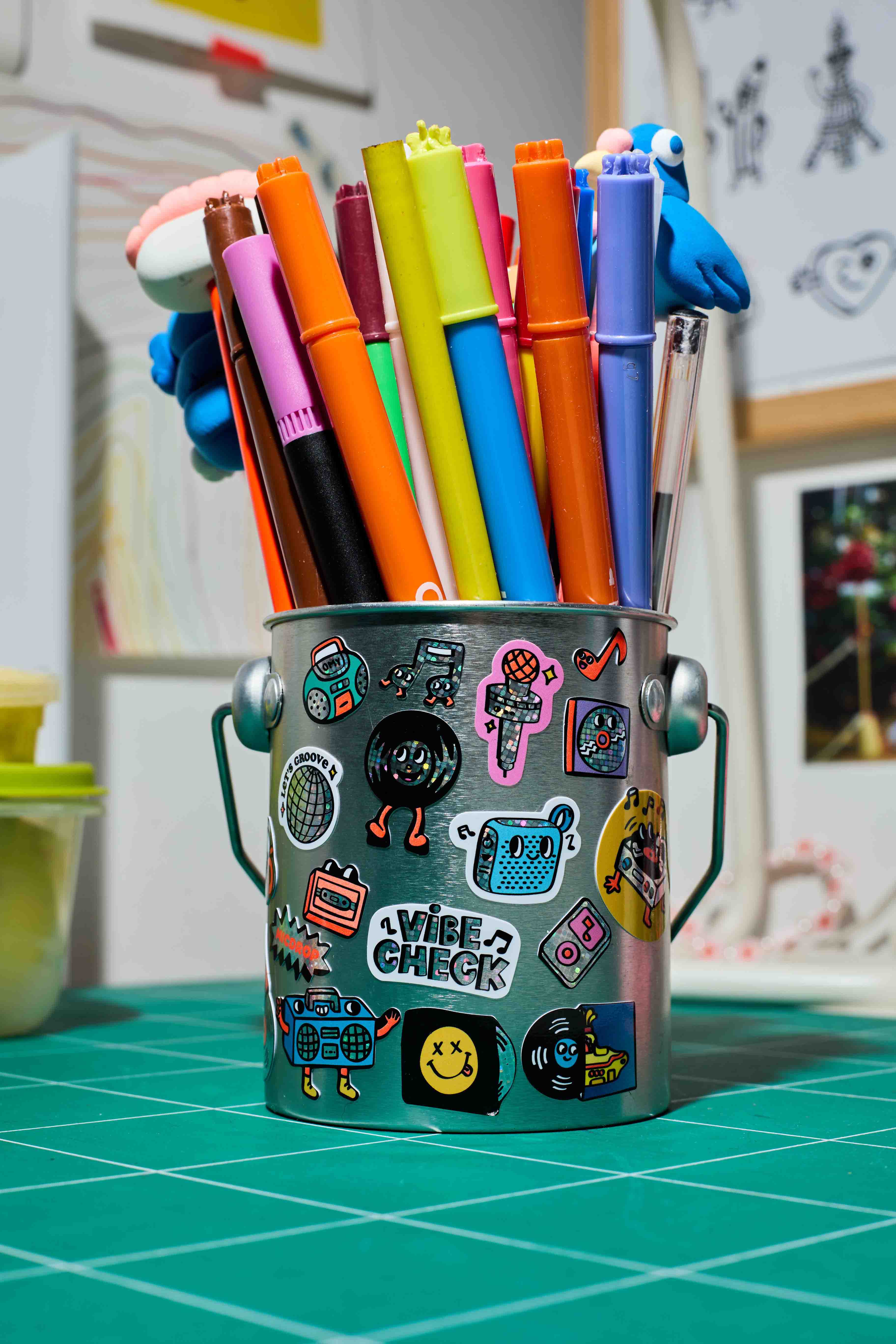 OMY Iconic Music — sheet of fluorescent vinyl stickers with music motifs