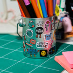 OMY Iconic Music — close-up of instrument and vinyl record stickers