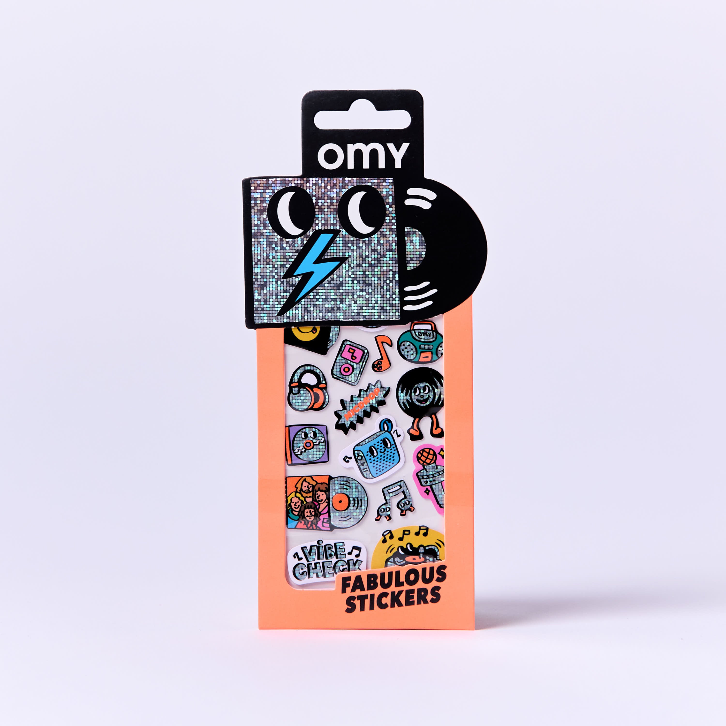 OMY Iconic Music — sheet of fluorescent vinyl stickers with music motifs - STICKER_ICONIC_MUSIC_FACE_FB
