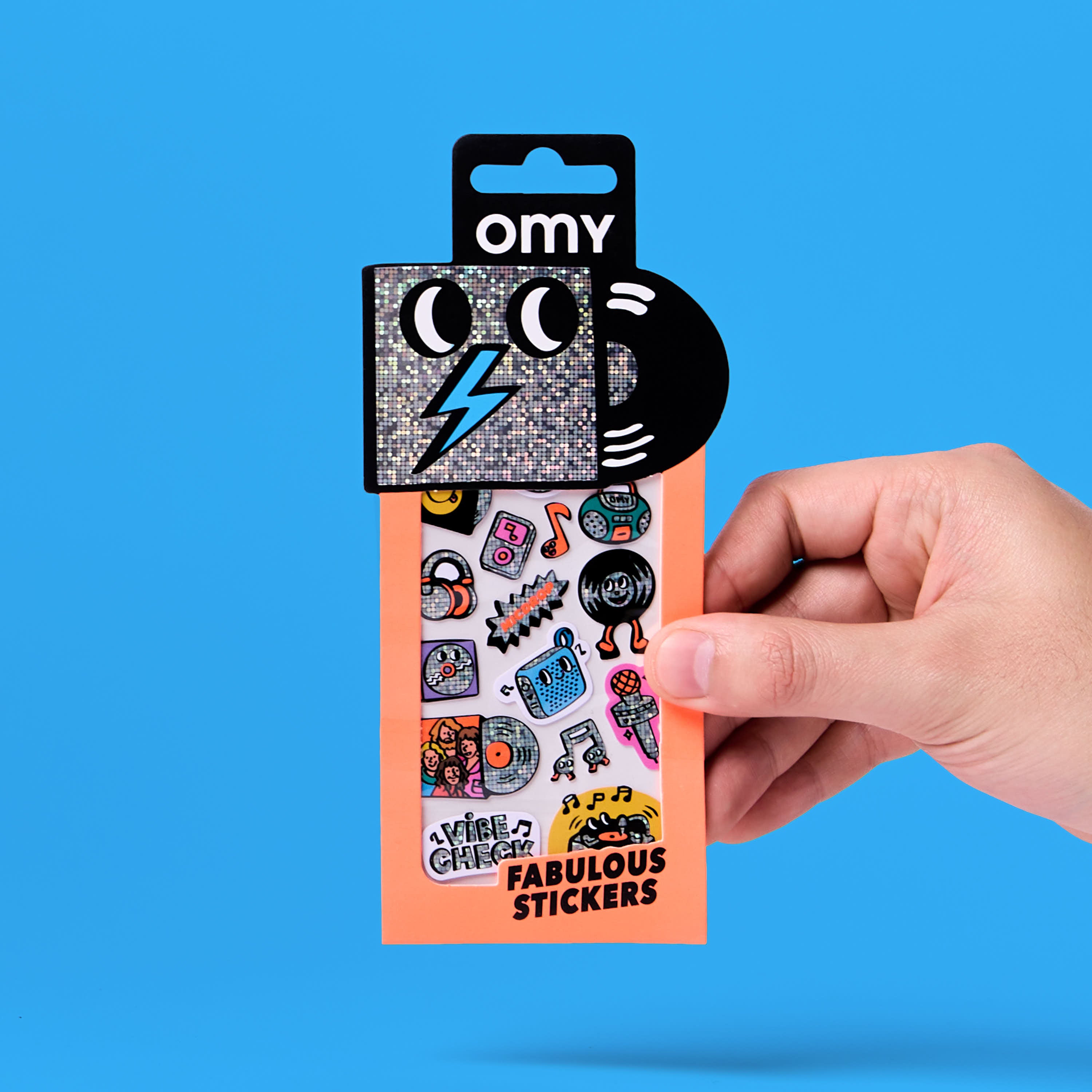 OMY Iconic Music — sheet of fluorescent vinyl stickers with music motifs - STICKER_ICONIC_MUSIC_MAIN_FC