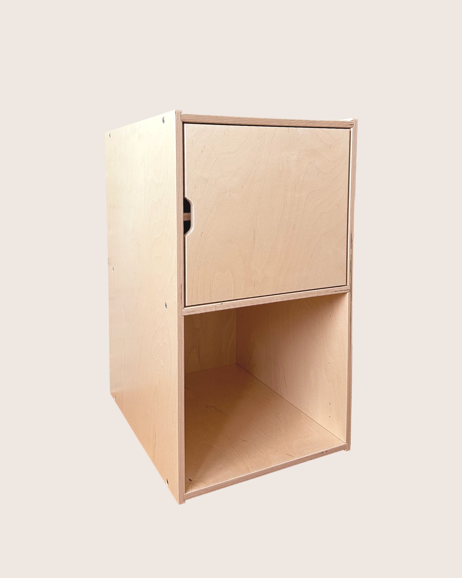 AGGIE desk cabinet in birch plywood with door and open shelf